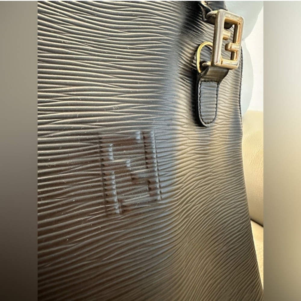 Fendi Black Leather Handbag with Gold Accents - Picture 10 of 12